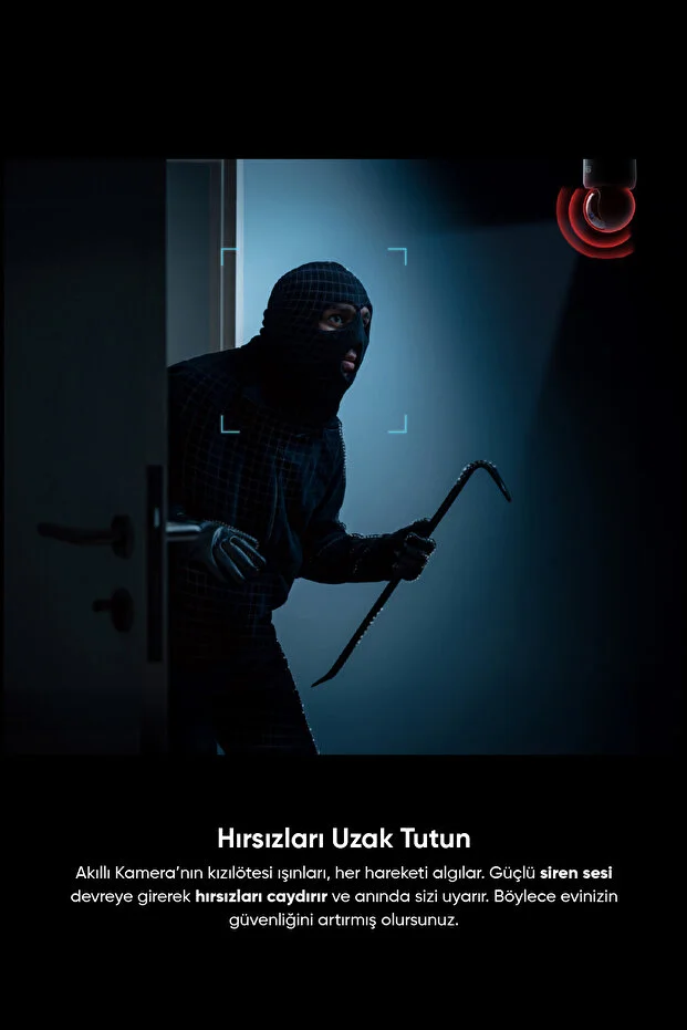 Akıllı 360° Kamera Wi-fi, 1620p 3k Ultra Görüntü Kalitesi, Gece Görüş, Ses Gönderme Ve Alma